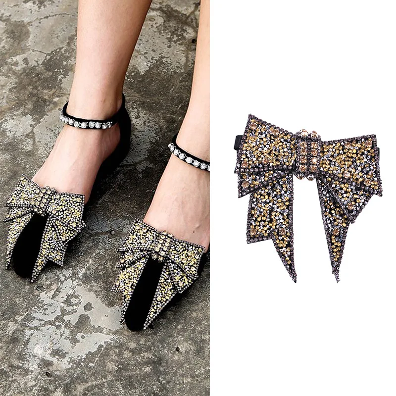 1 Pair Bowknot Crystal Decorations Shoes Clips Wedding Party Shoes Accessories Rhinstones Ornament DIY Manual Shoe Decorations
