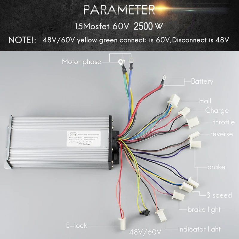 60V 2500W DC бесщеточный двигатель для электрического скутера с 18Mosfet 41A BLDC контроллер