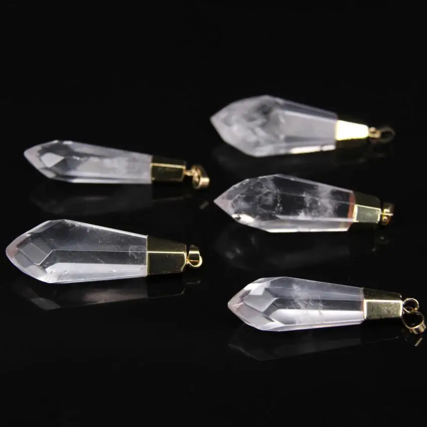 5 шт. полированный натуральный прозрачный кристалл граненые кулоны в форме пули