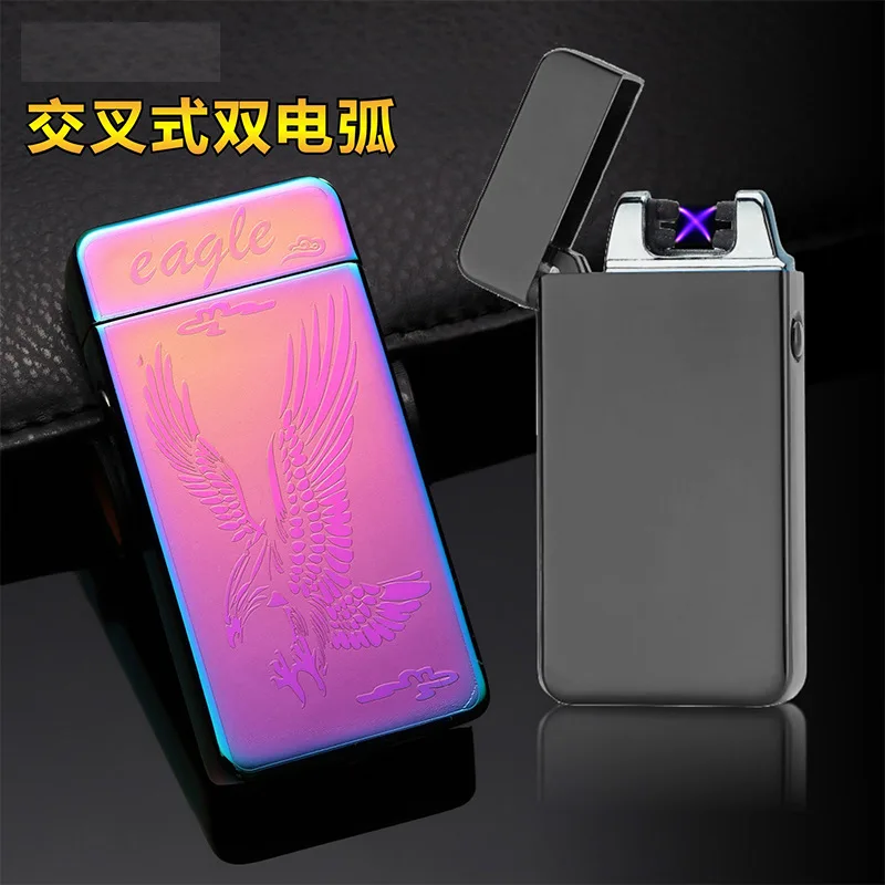 Модная металлическая ультратонкая плазменная USB-зажигалка с двойной импульсной