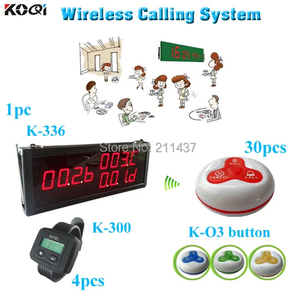 

Number calling system 30 table calls with 4 wrist watches as receivers and a monitor to see what tables are all calling