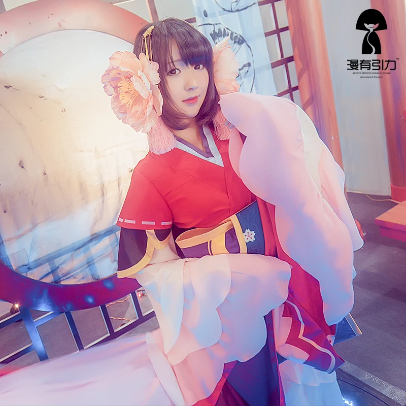 Onmyoji Sakura Monster Ying Huayao костюм для косплея красивая кожа высоко Reductive платье +