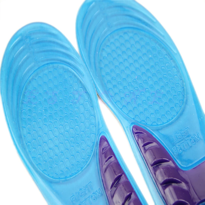 

New Fashion High Quality 1 Pair Men Women Orthotic Arch Support Sport Shoe Gel Massaging Insole Run Pad Blue Color Silica gel