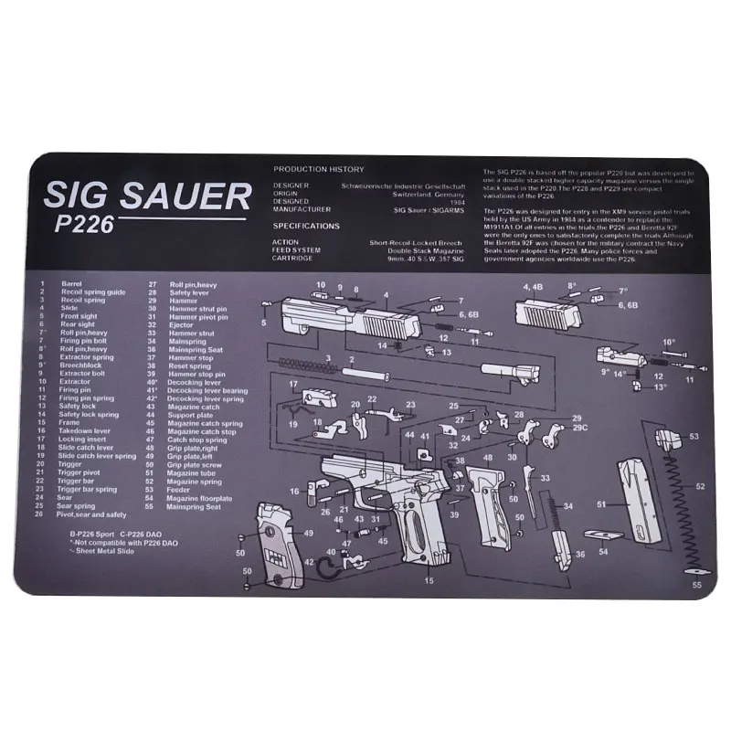 Тактический коврик для чистки пистолета резиновый водонепроницаемая