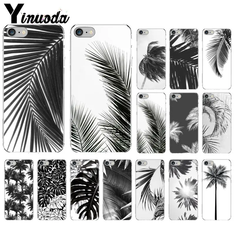 Yinuoda черно белые Пальмовые Листья пальмы DIY чехол для телефона Apple iPhone 8 7 6 6S Plus X XS MAX