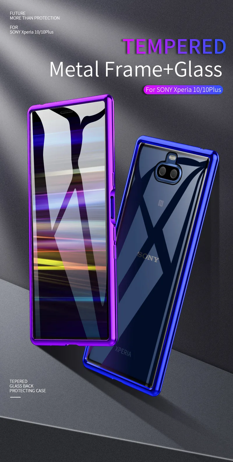 Для sony Xperia 10 Plus чехол Роскошный тонкий Алюминиевый металлический бампер и закаленное стекло задняя крышка чехол для sony Xperia 10 Plus Coque