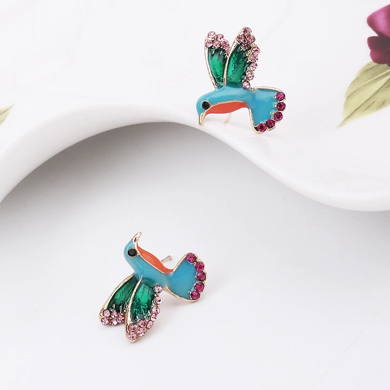 Fashion Punk Style Animal Earring Enamel Bird Drop Anti Allergy Women Crystal | Украшения и аксессуары