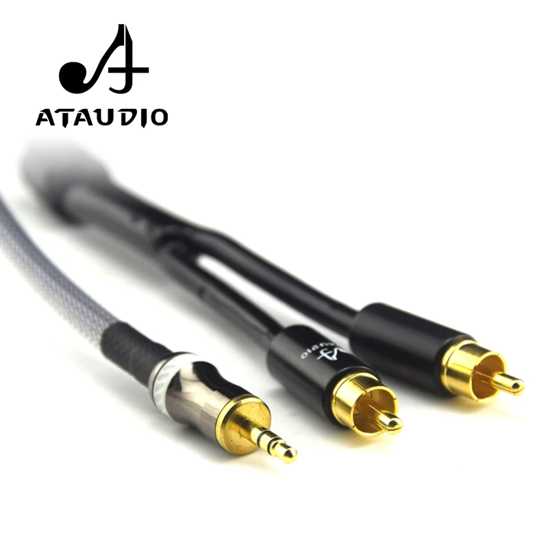 ATAUDIO Hifi стерео 3 5 мм к 2rca кабелю высокое качество 6N OFC Джек 2 RCA Штекерный кабель|2 rca
