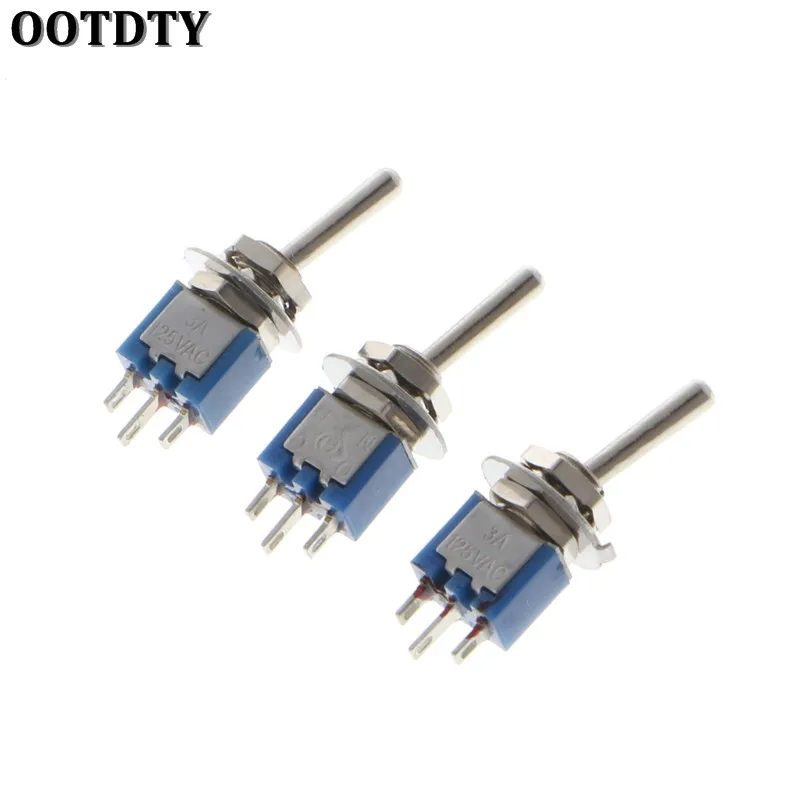 OOTDTY 10 шт. 250 В/1 5 А 125 В/3 SPDT 3-контактный вкл./вкл. 2 позиции мини-тумблер синий |