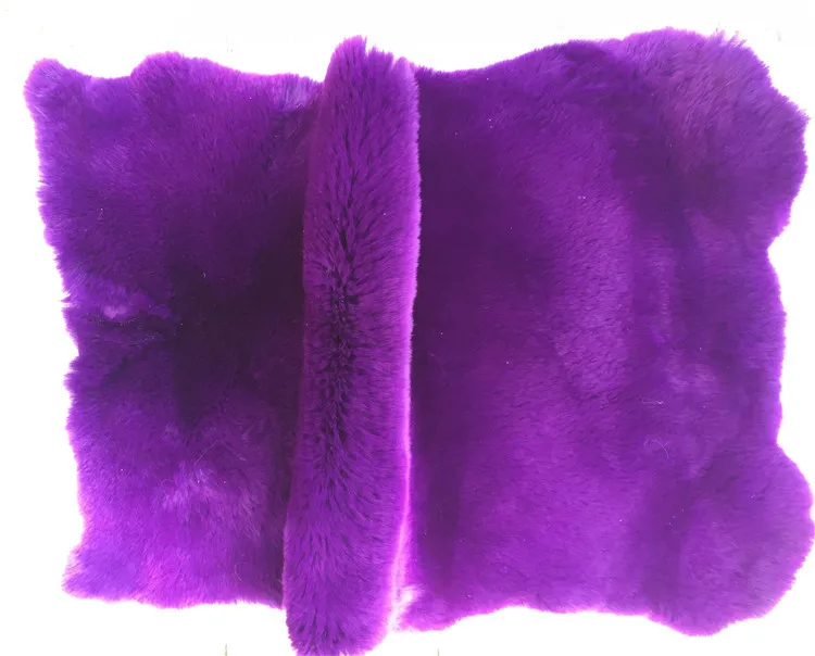 purple Цена настоящий кроличий мех 40x24 см DIY Шарфы шапки помпон пальто Одеяло Подушка швейный Материал Пушистый мягкий натуральный мех R16 - Цвет: purple