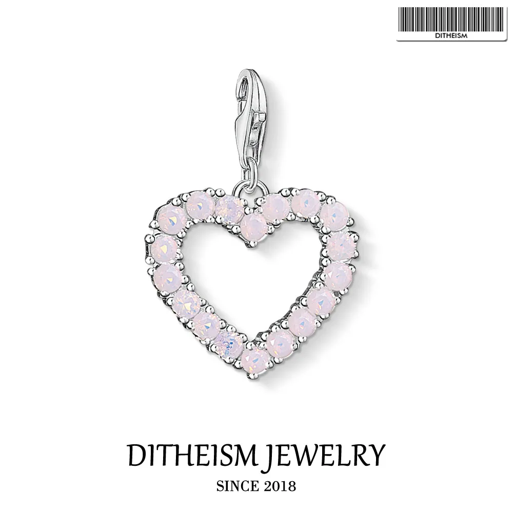 Heart Красные Розовые Цветочные Подвески кулон, модные ювелирные изделия 925 пробы Серебряный романтический подарок для женщин девушек подходит браслет для колье и сумки - Окраска металла: Heart