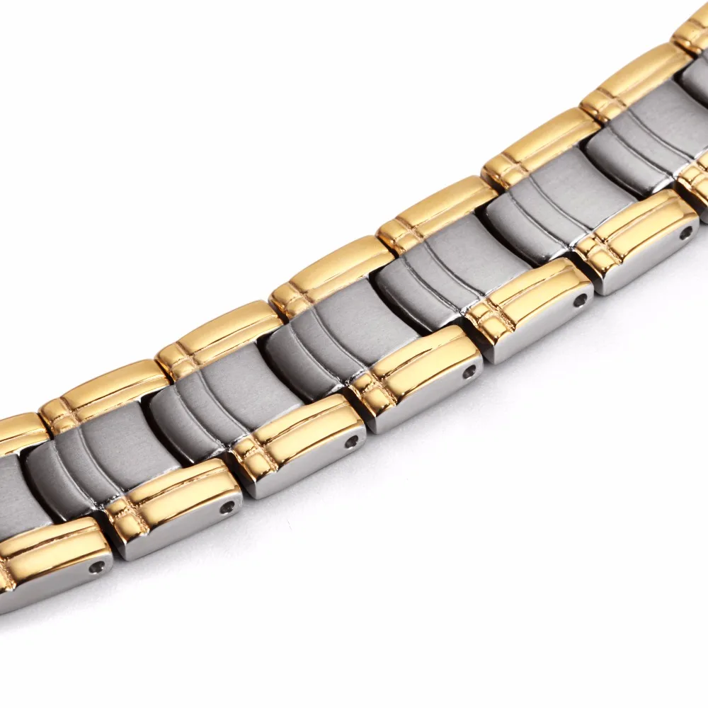 Rainso Для мужчин изделия био энергии золотой цвет магнитный браслет здоровья