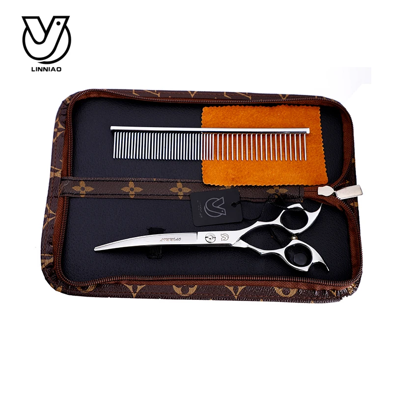 7inch Silver Curved Scissor Professional Shear Dog Pet Grooming Animal Haircut Honden Trim Scharen | Красота и здоровье