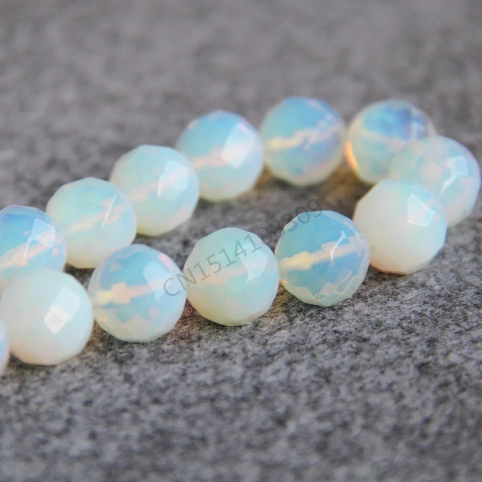 Новое ожерелье и браслет 14 мм лунный камень Шри-Ланка Ограненный опал бусины