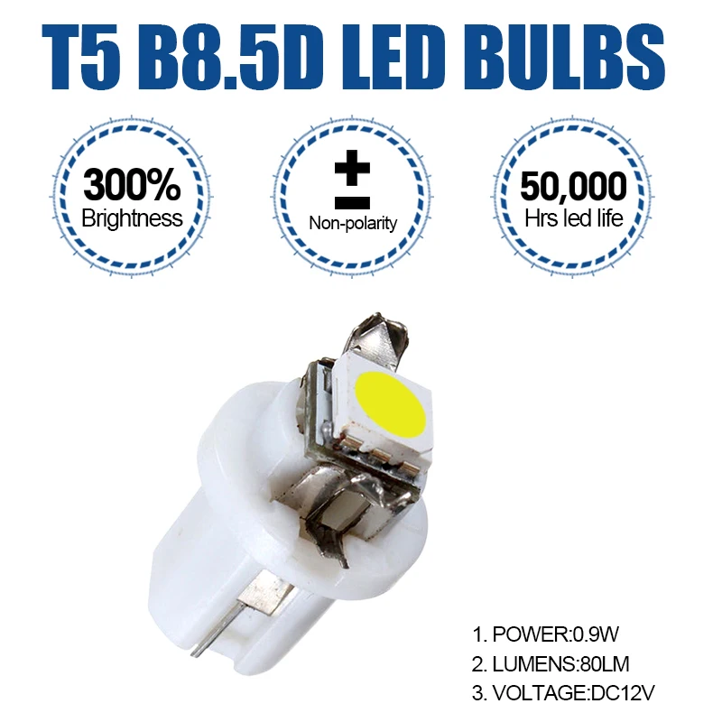 10 шт. Led T5 B8 5D лампа освещение салона для чтения сигнальные лампы приборная панель