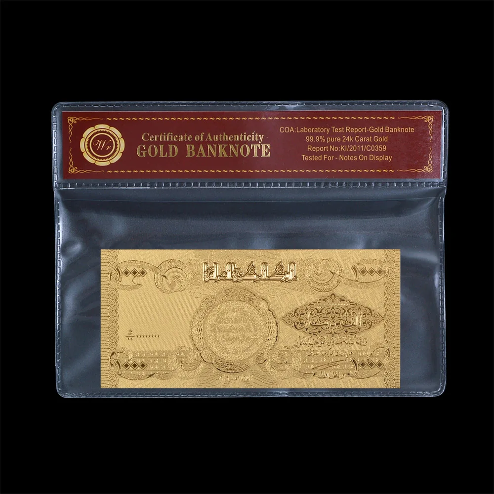 Всегда держать позолоченный корабль Ирак 1000 динар золото банкноты с Пластик крышка|banknote|banknote gold |