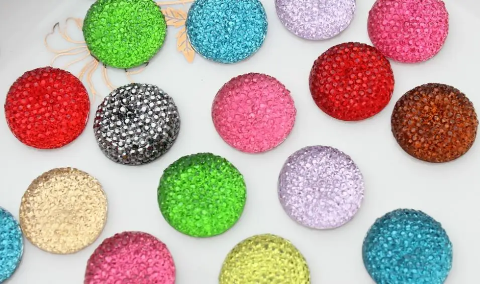 set of 100pcs 3D Crystal Bling gem  Decoden Supplies round rhinestone studded cabochons mixed colors 18mm