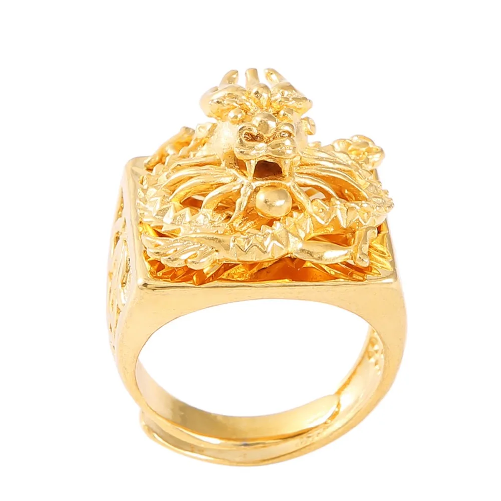 Женские и мужские винтажные золотистые этнические кольца с драконом|ring jewelry|dragon
