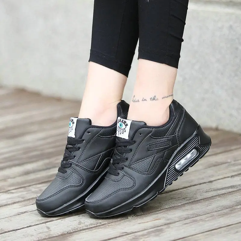 Модные корейские белые сникерсы на платформе женская обувь 2018 кожа шнуровка