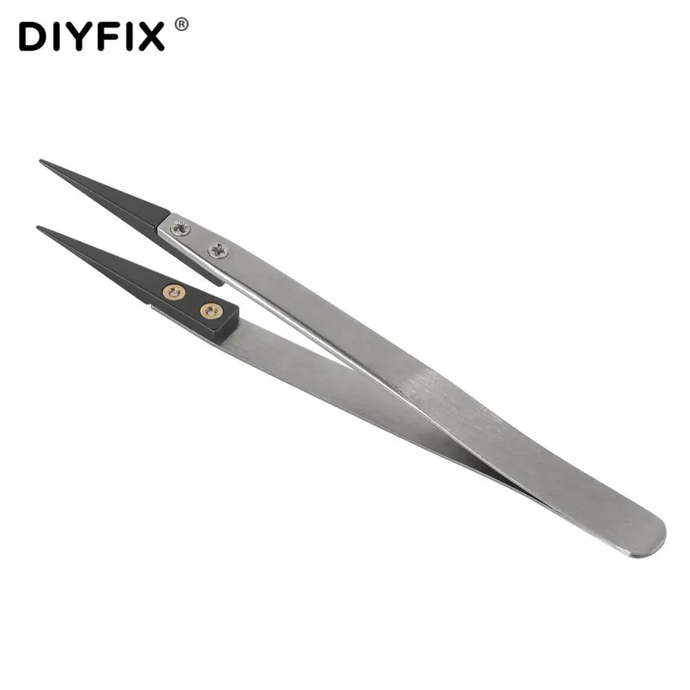 Керамические пинцеты DIYFIX, антистатические термостойкие Изолированные плоскогубцы с заостренным наконечником для электронных сигарет, инструменты «сделай сам»