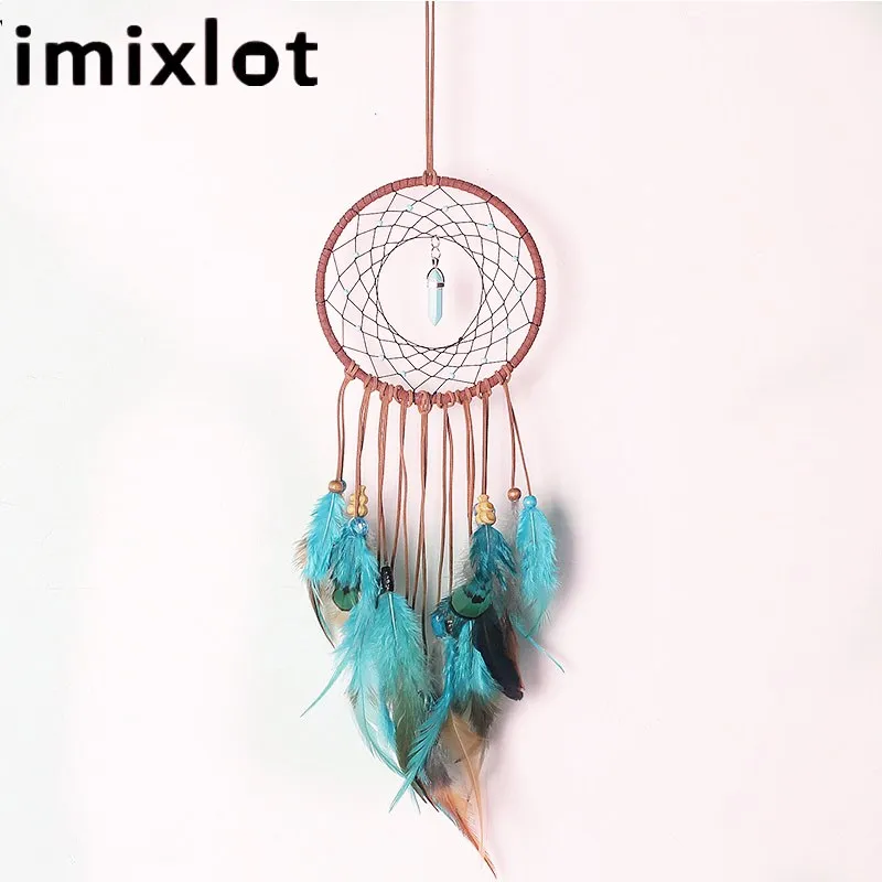 Imixlot Natural Stone Charm India Retro Life Tree Feather Dream Catcher Wind Chimes Hanging Dreamcatcher Home Decoration Last | Дом и сад