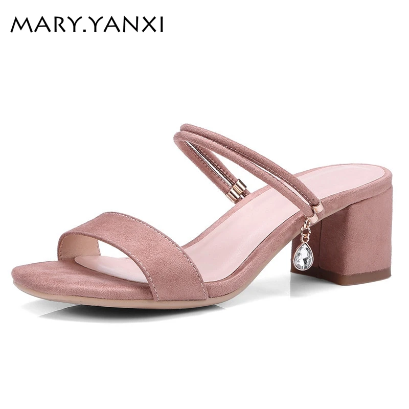Mary. Yanxi/Новая модная Милая обувь сандалии без застежки с открытым квадратным