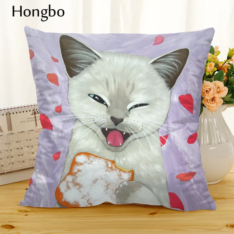 Хунбо мультфильм Cat Чехол для подушки из полиэстера с забавными рисунками