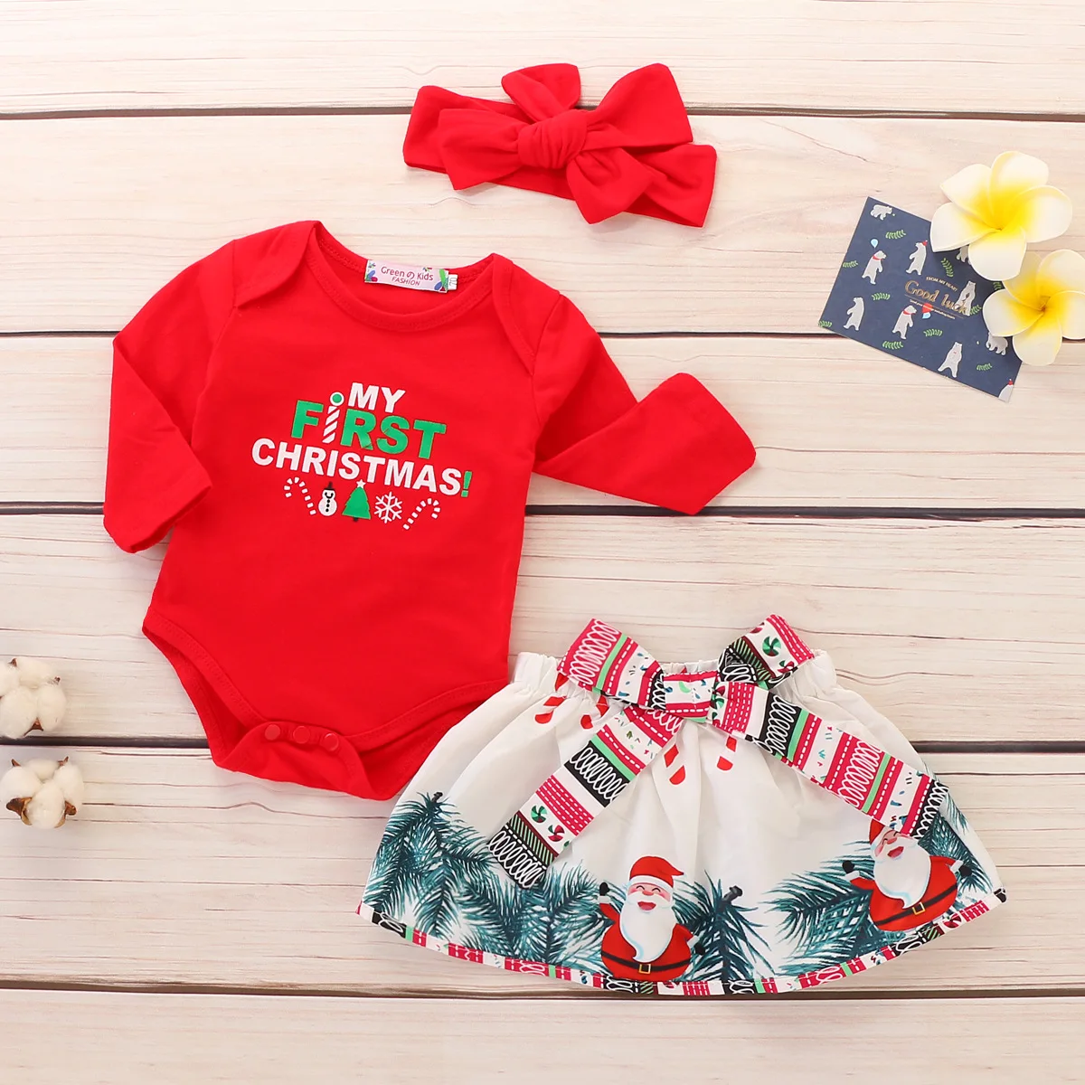 Baby Girl Clothes Full Set With Headband Christmas Newborn Outfits For Red Infant First Birthday Clothing | Детская одежда и обувь