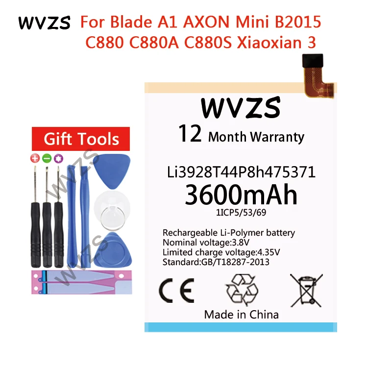 Wvzs 3600 мАч высокой Ёмкость литий полимерный аккумулятор Li3928T44P8h475371 для zte лезвие A1