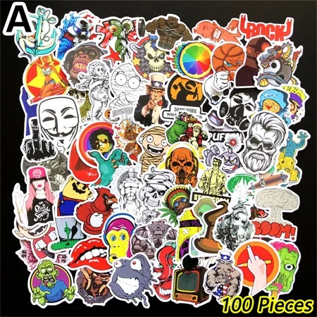 A 100pieces 100 шт./лот, 700 видов, аниме стикер без повтора, s, классический логотип, наклейка на ноутбук, велосипед, автомобиль, игрушка, водонепроницаемый багаж, скейтборд, наклейка s - Цвет: A 100pieces