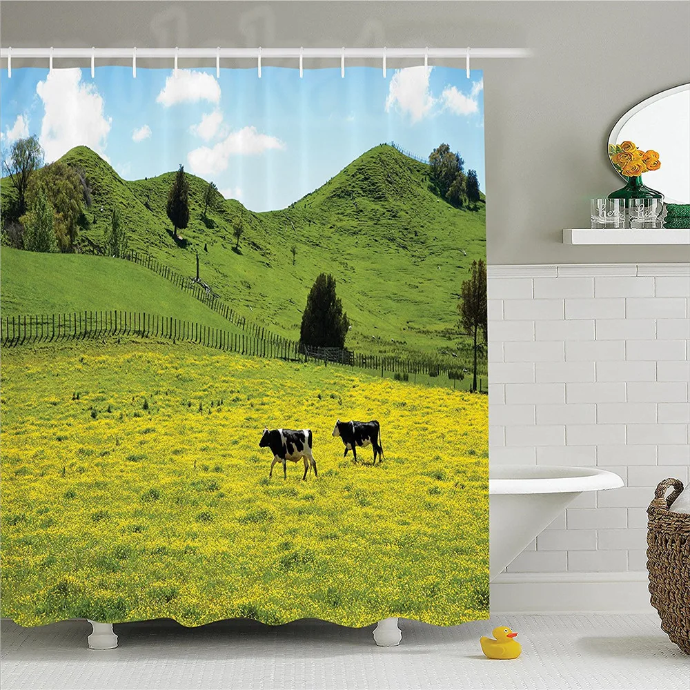Деревенский Дом две коровы ходьба в Buttercup Луг цветы зелень высокогорье Новая