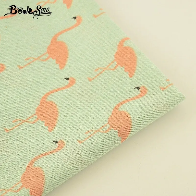 Хлопковая льняная ткань Booksew с красным журавлем домашний текстиль животными