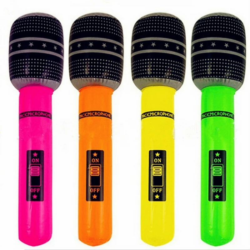 

6pc PVC Inflatable Toys Microphones Children's Inflatable Toys Stage Simulation Props Event Party Favor Gift Random Color