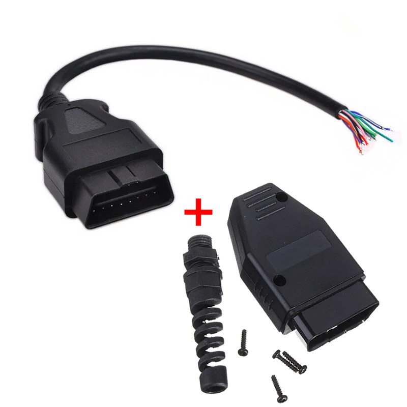 30 см/1,5 м 16 Pin штекер OBD2 II соединительный кабель+ OBD штекер+ Корпус+ SR+ винт удлинитель открывающийся кабель диагностический инструмент