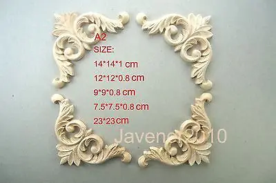 A2 14x14x1cm деревянный резной угловой Декор аппликация Неокрашенная рамка наклейка