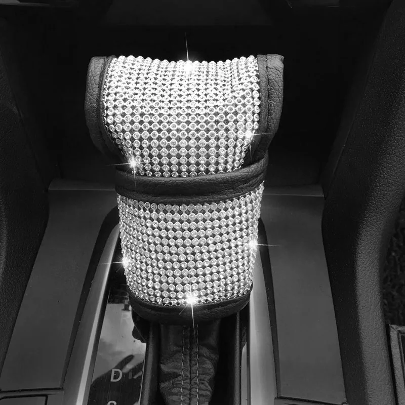 Shift Knob Cover Хрустальные стразы чехол рулевого колеса автомобиля Высокое качество из искусственной кожи чехлы для 38 см 15 дюйм, автомобиль руль - Название цвета: Shift Knob Cover