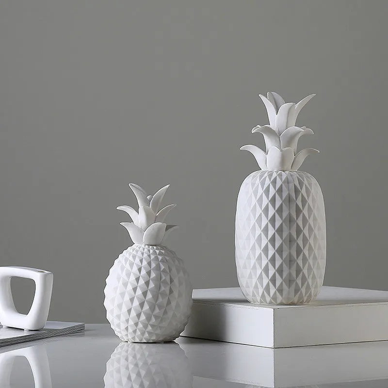 

Modern Minimalist Creative White Fruit Ornaments, Home Furnishings Tv Cabinet Accessories Pineapple Tabletop Display
