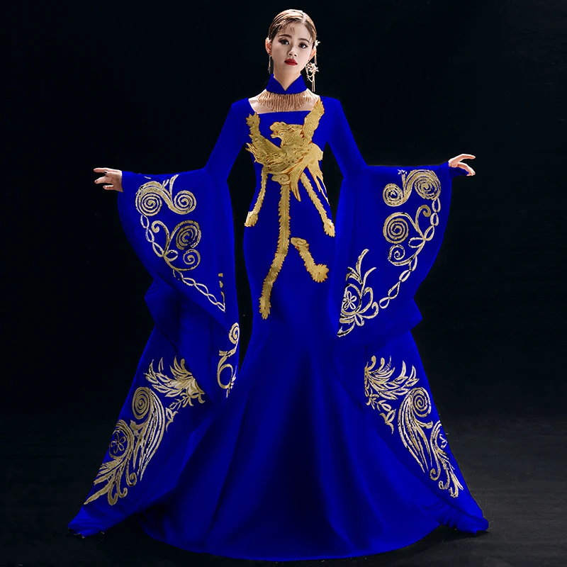 Robe De Soiree модное Золотое длинное вечернее платье с вышивкой элегантное в пол для