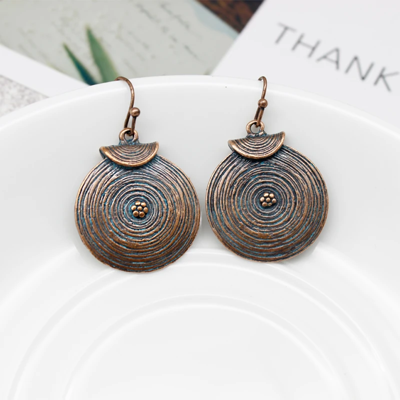 Серьги капельки в стиле бохо с объемным диском и водной рябью серьги уникальным