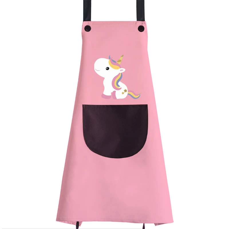 Pink 68x74 см мультфильм Ins Единорог напечатанный водонепроницаемый маслостойкий фартук для взрослых товары для дома, кухни инструменты для уборки пищи - Цвет: Pink