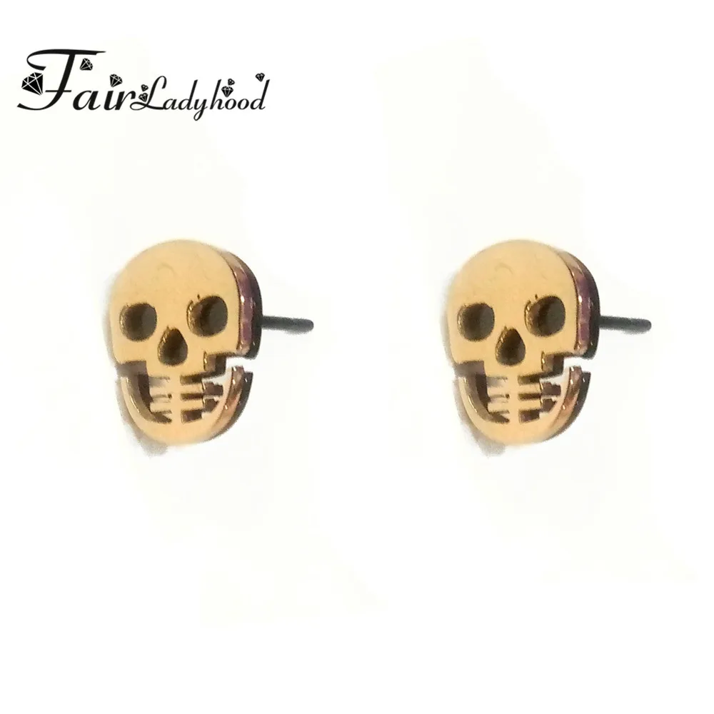 

Сказочные серьги с черепом для девушек и мужчин ювелирные изделия Хип-хоп серьги-гвоздики Винтажные серьги-скелеты