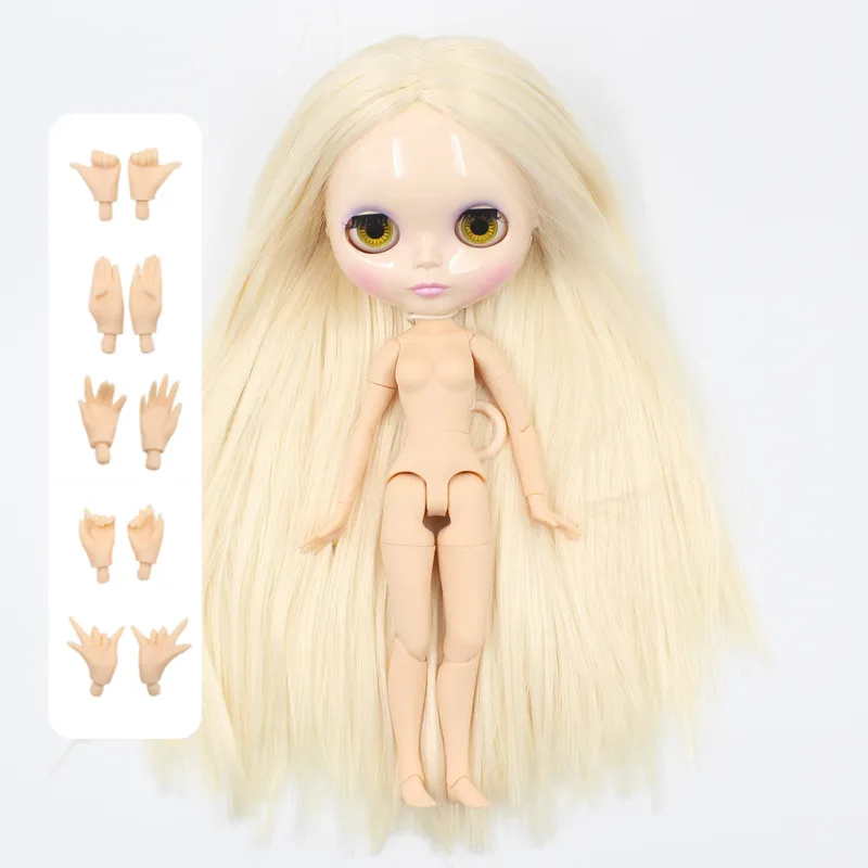 Фабрика blyth кукла белый бежевый прямые волосы с челкой/бахромой 1/6 30 см белая кожа BL0510 - Цвет: doll with hand A