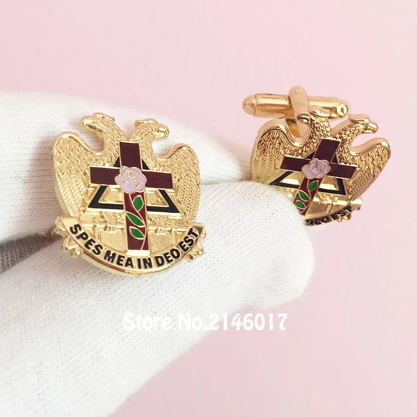 

Mens Scottish Rite Rose Croix Cross 32 Degree Masonic Masonry Freemason Cufflink Free Masons Cuff Links Sleeve Button Pins