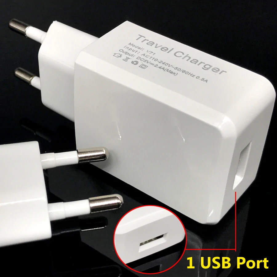 Мобильное зарядное устройство USB адаптер для iPhone 5V 2.4A Универсальное портативное