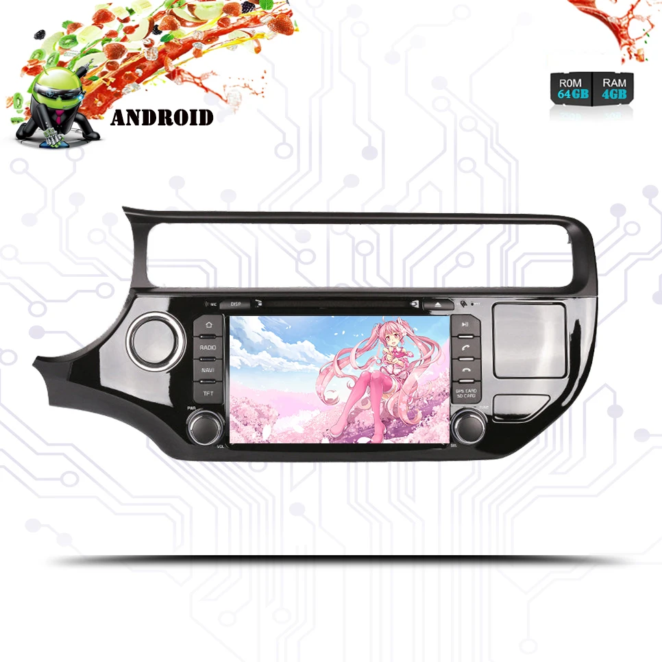 8 &quotIPS HD 1024*600 Android 9 0 4 + 64 Core автомобильный dvd Видео Медиа экран GPS ГЛОНАСС для KIA RIO K3