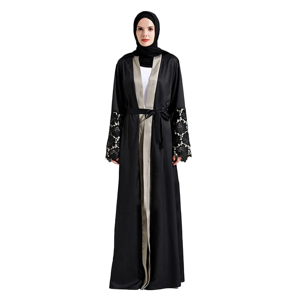 Модное мусульманское платье Abaya кружевной боковой кардиган женское классическое