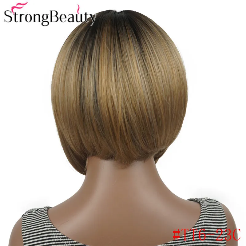 TT6-23C StrongBeauty короткий прямой Боб с аккуратной челкой натуральный синтетический монолитный парик для женщин много цветов - Цвет: TT6-23C