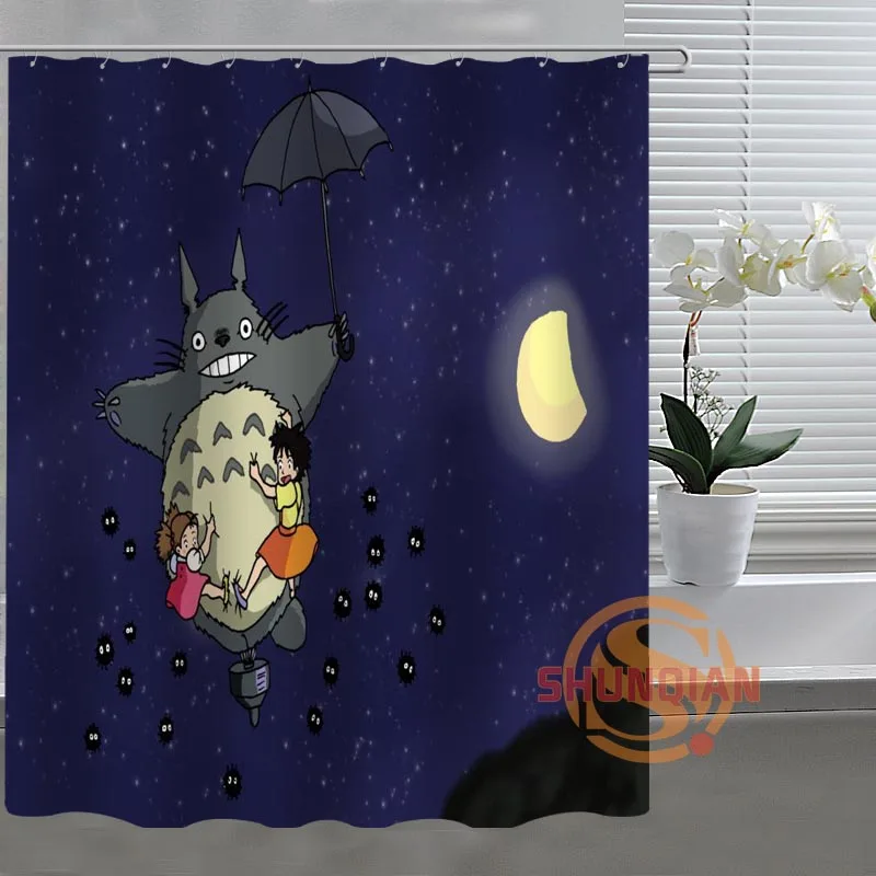 Шоколад Studio Ghibli Totoro индивидуальная занавеска для ванной комнаты, ткань для декора ванной комнаты, занавеска для ванной комнаты, приемлемая на заказ H03M26D37 - Цвет: Шоколад