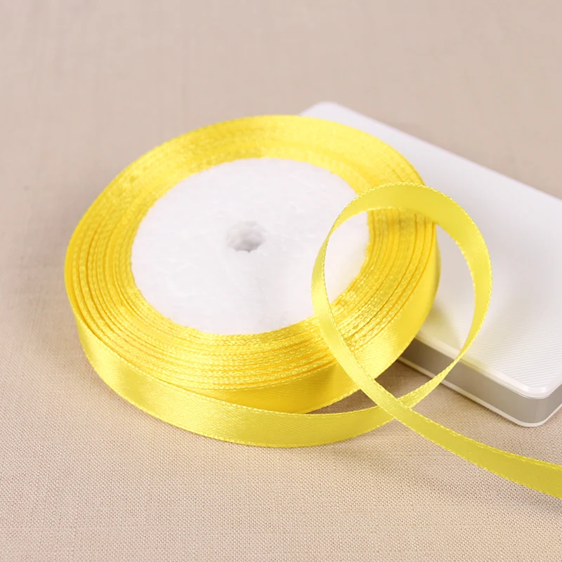 25 ярдов/партия шелковая атласная лента желтого цвета|25 yard|satin ribbon weddingsilk satin |