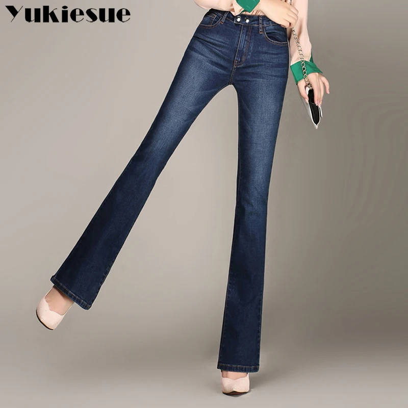 2018 весенние облегающие джинсы клеш большого размера Эластичные Обтягивающие с